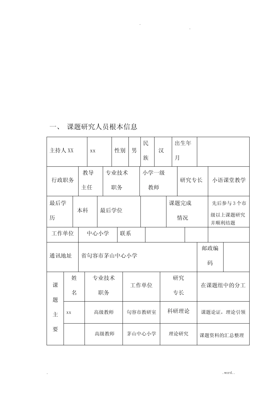 小学语文阅读教学策略的研究报告课题申报表_第2页