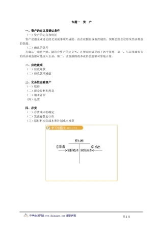 专题一资产资产的定义及确认条件