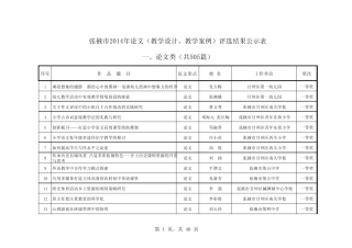 张掖市2014年论文(教学设计、教学案例)评选结果公示表