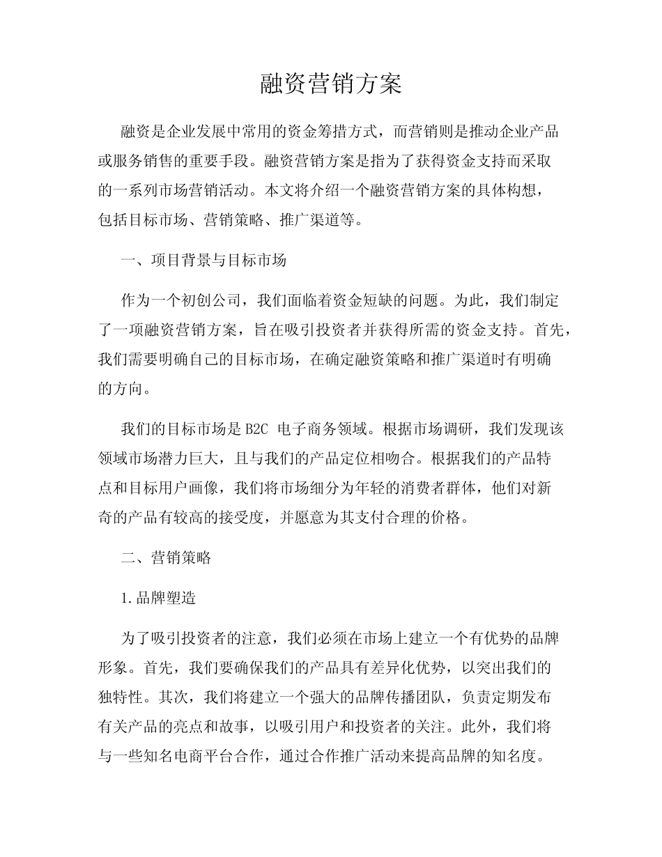 融资营销方案_第1页