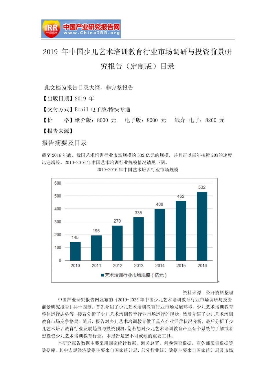 少儿艺术培训教育行业市场调研与投资前景研究报告(定制版)目录__第1页