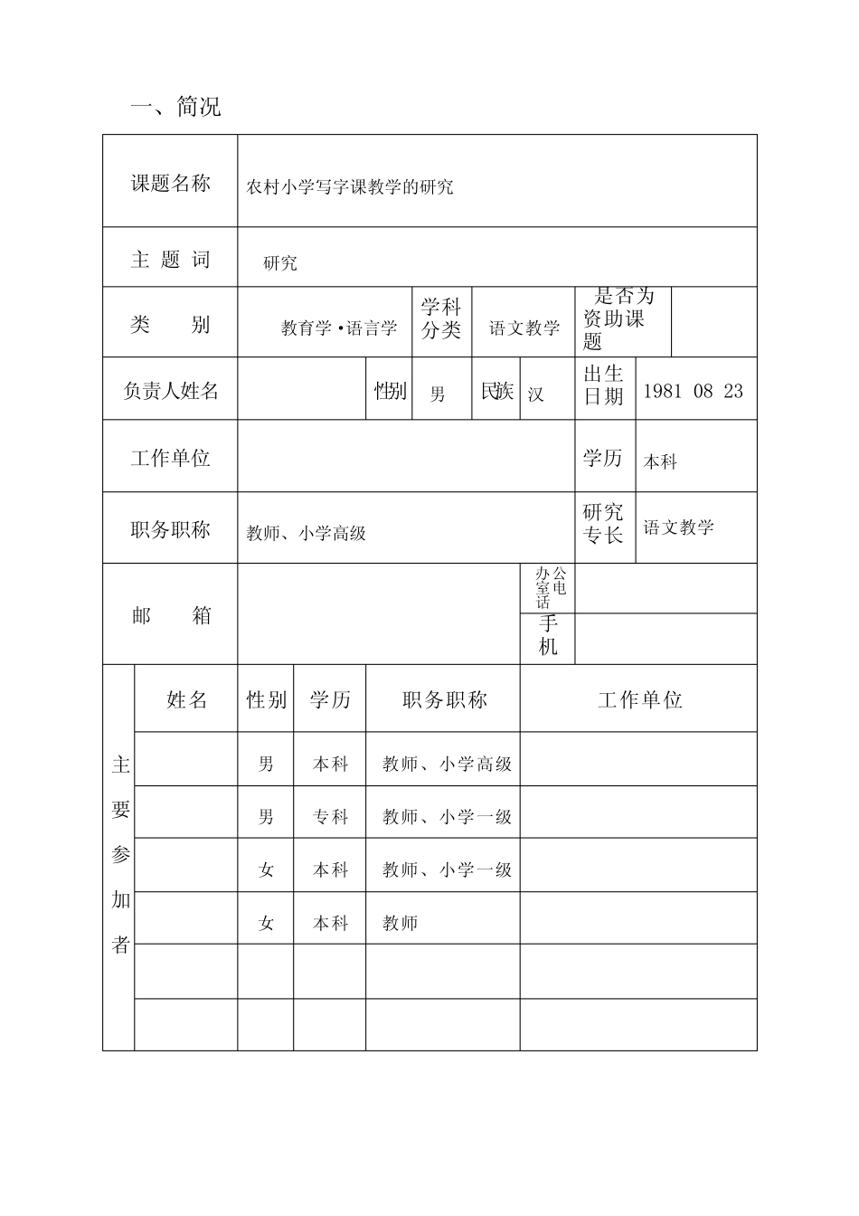 小学课题研究申报表( 农村小学语文高效课堂教学的研究)案例_第2页