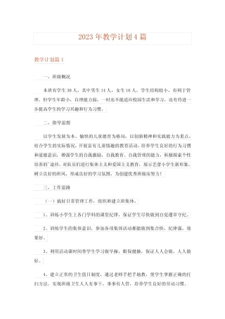 2023年教学计划4则