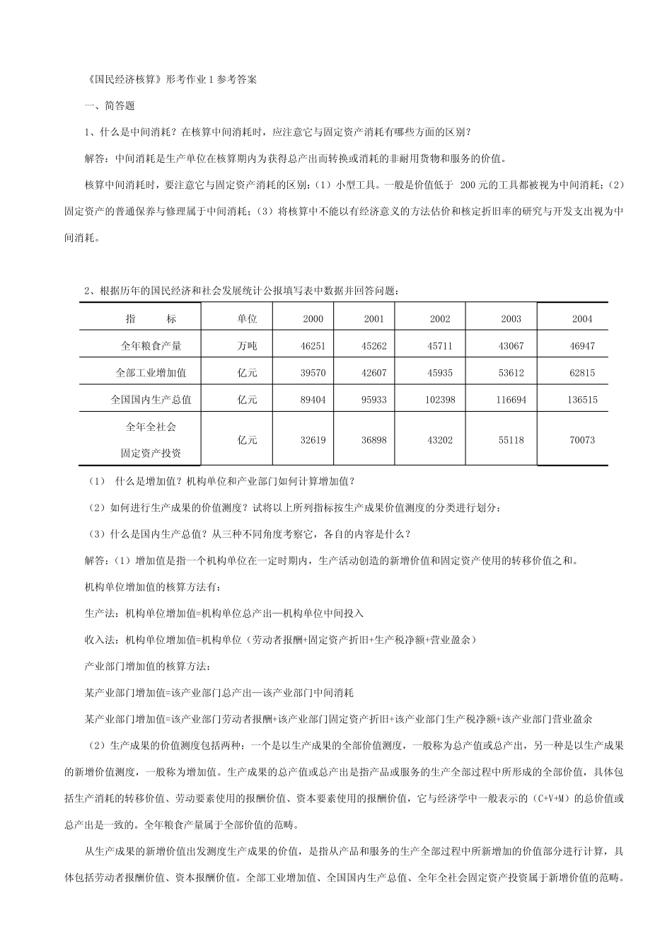 《国民经济核算》形考作业1参考答案_第1页