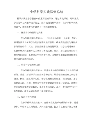 小学科学实践探索总结