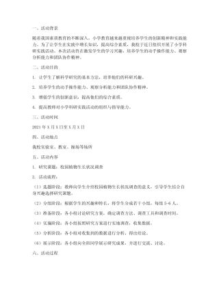 小学科研实践活动记录
