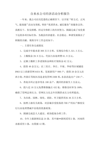 自来水公司经济活动分析报告