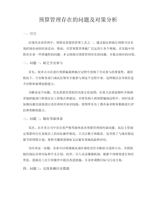 预算管理存在的问题及对策分析