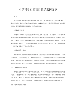 小学科学实践项目教学案例分享