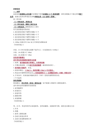 2025年泌尿外科考试重点总结