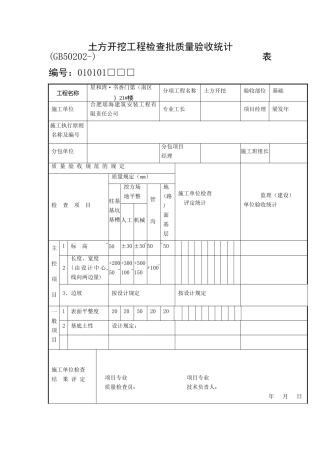 2025年土方开挖土方回填检验批验收表格及验收要求