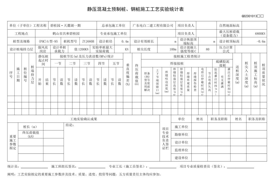 2025年试桩记录表_第1页