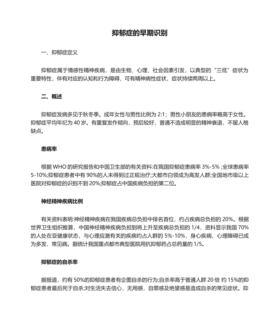 2025年抑郁症的早期识别_第1页