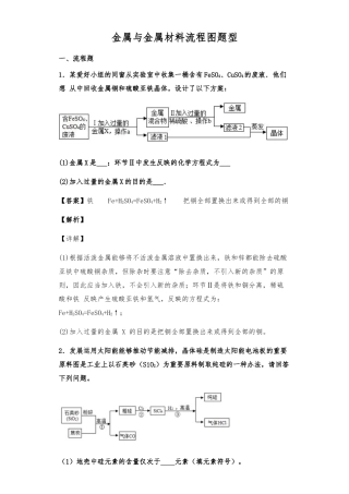 2025年金属和金属材料流程图题型人教版初中化学