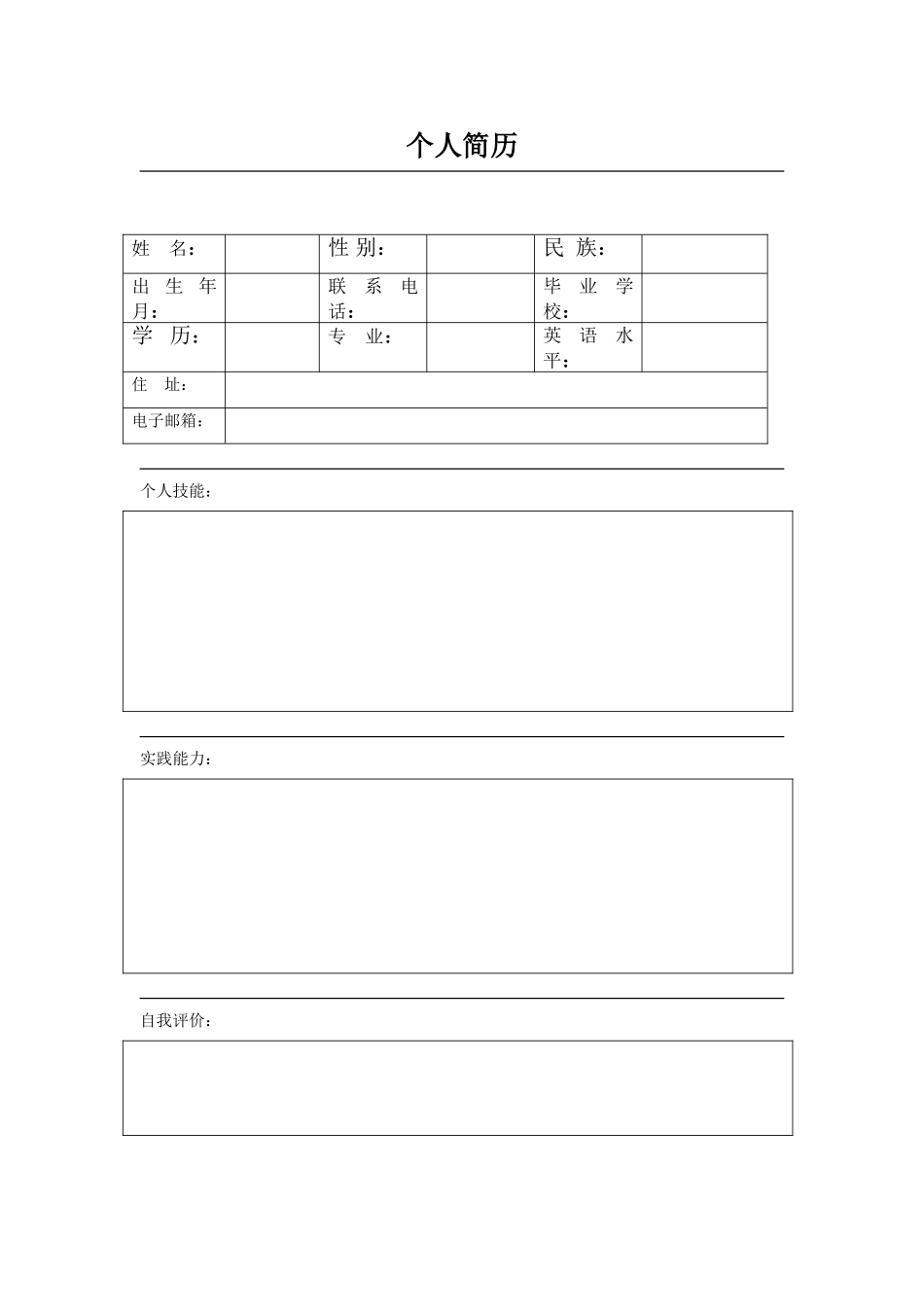 2025年简洁个人简历模板_第1页