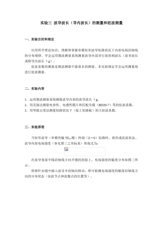 2025年实验波导波长导内波长的测量和驻波测量