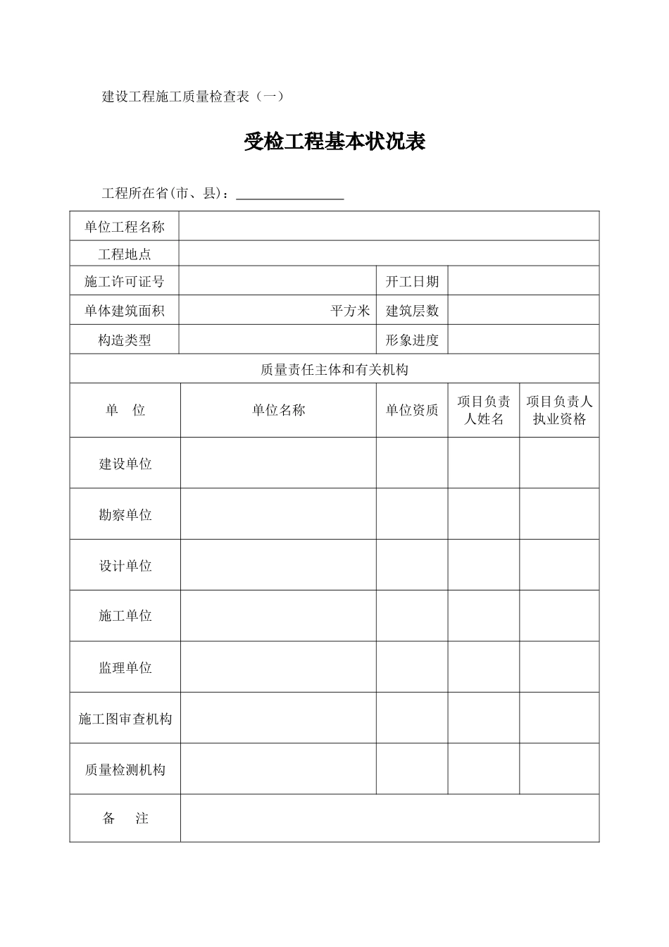 2025年建设工程施工质量检查表_第1页