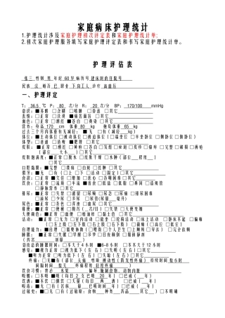 2025年家庭病床护理评估模板