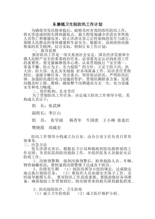 2025年东寨镇卫生院防汛工作计划