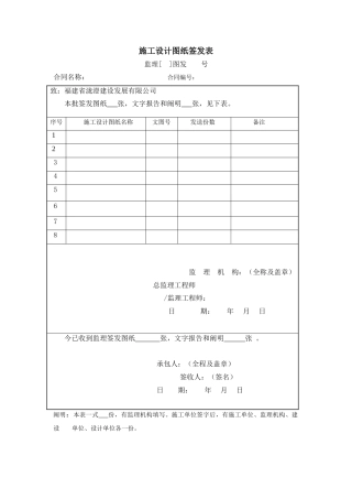 2025年施工设计图纸签发表