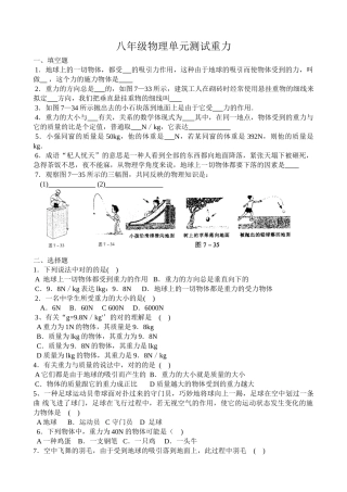 2025年八年级物理单元测试重力