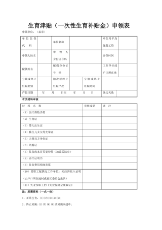 2025年新版生育津贴申请表