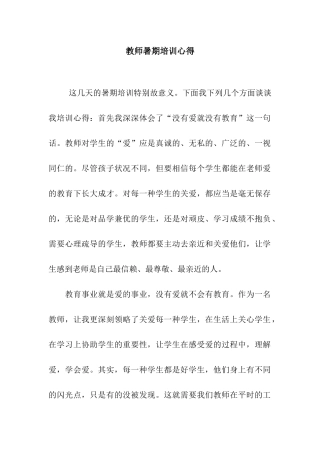 2025年教师暑期培训心得