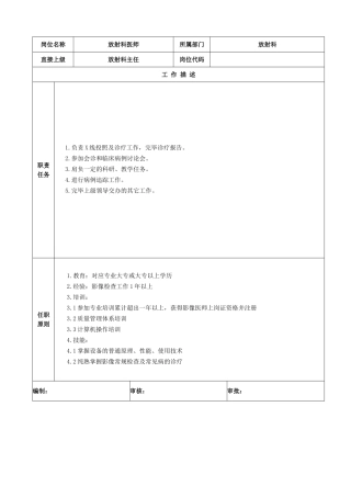 2025年放射科医师岗位说明书