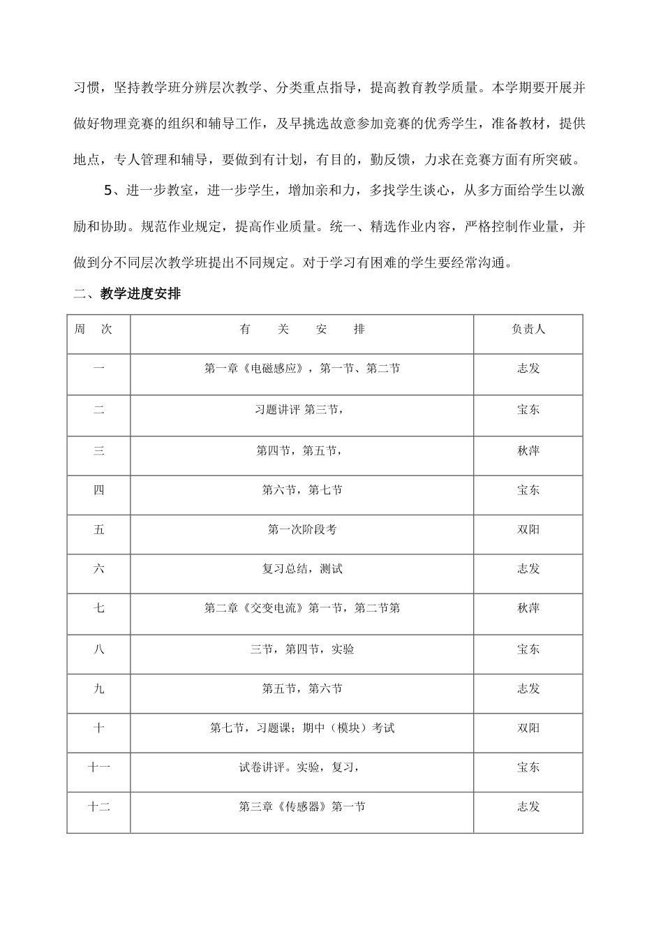 2025年高二物理教学工作计划及教学进度表_第2页