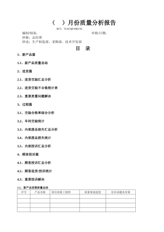 2025年月度质量分析报告