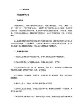 2025年大班健康教学计划