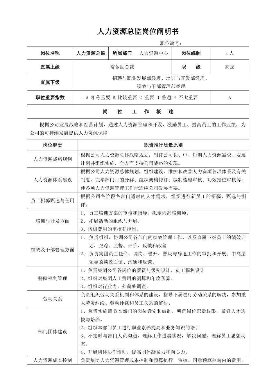 2025年人力资源总监岗位说明书_第1页