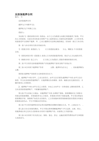 2025年反担保抵押合同