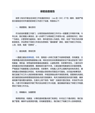 2025年保密自查报告