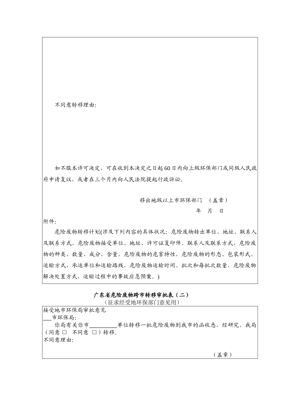 2025年广东省危险废物跨市转移审批表_第2页