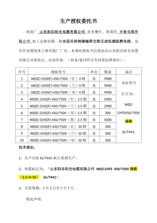 2025年生产委托书