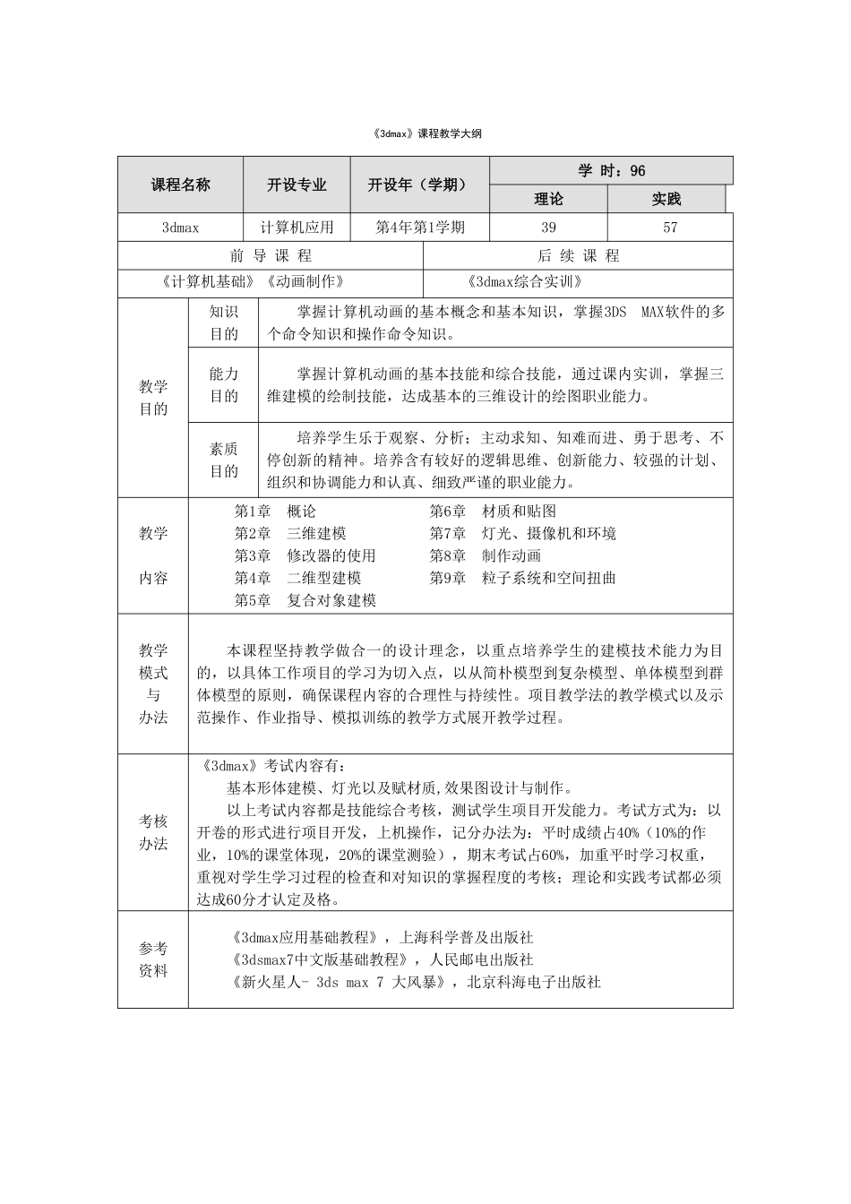 2025年《3dmax》课程教学大纲_第1页
