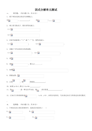 2025年因式分解单元测试