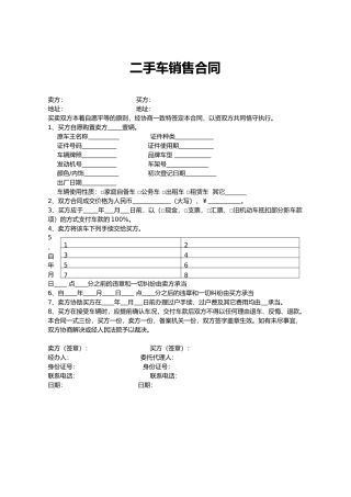 2025年二手车销售合同