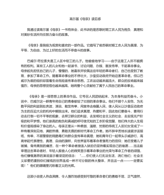 2025年高尔基母亲读后感