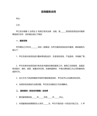 2025年咨询服务合同