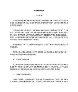 2025年小班化教学反思