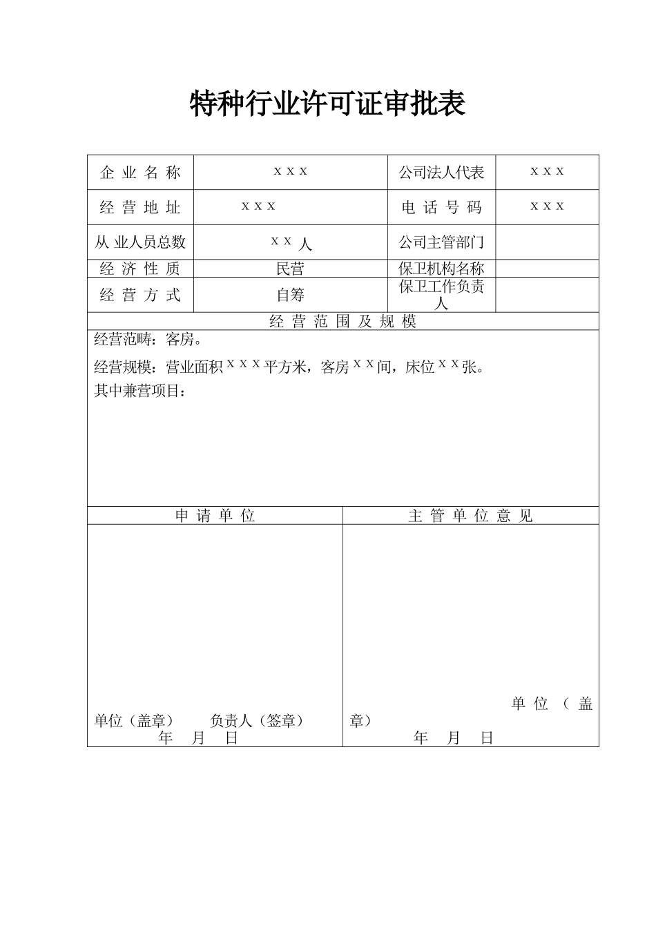 2025年安徽省特种行业许可证审批表_第1页