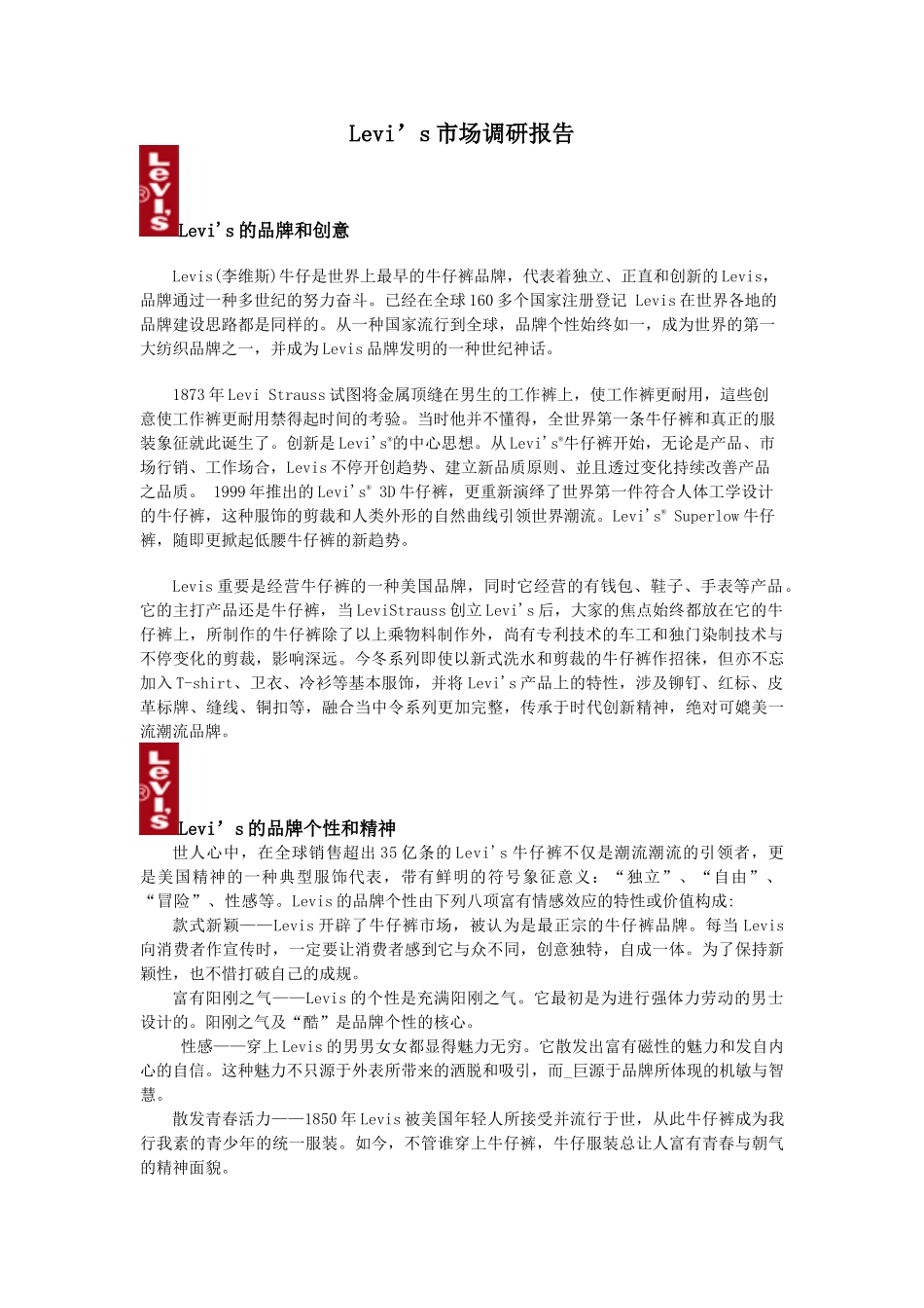 2025年levis市场调研报告_第1页