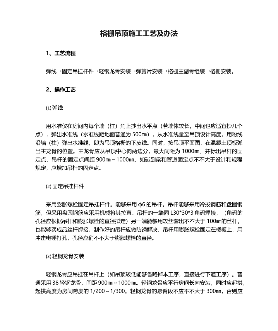 2025年格栅吊顶施工工艺及方法_第1页