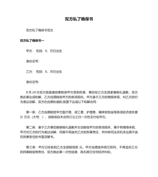 2025年双方私了保证书