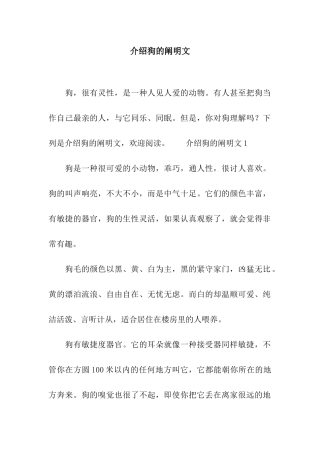 2025年介绍狗的说明文