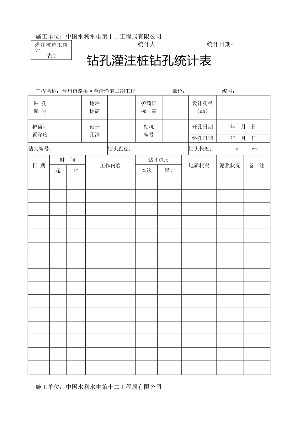 2025年钻孔灌注桩施工记录表_第2页
