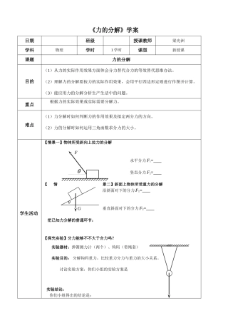 2025年力的分解学案