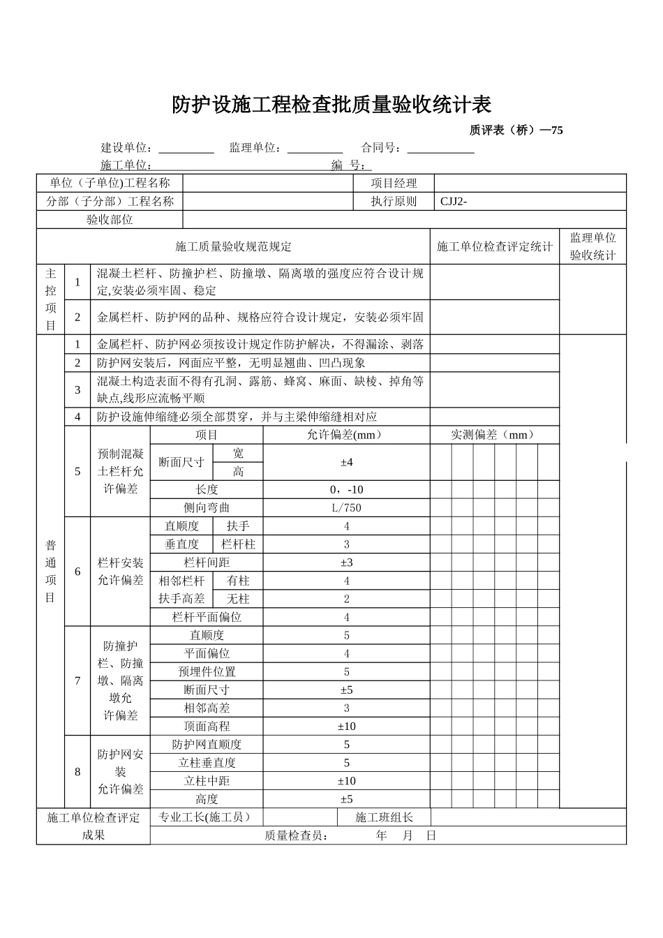 2025年护栏检验批质量验收记录表_第1页